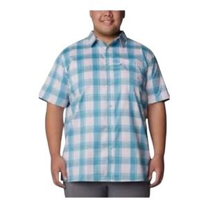 Columbia Mens Multicolor Checkered Short Sleeve Button‎ Down Shirt Size XLT